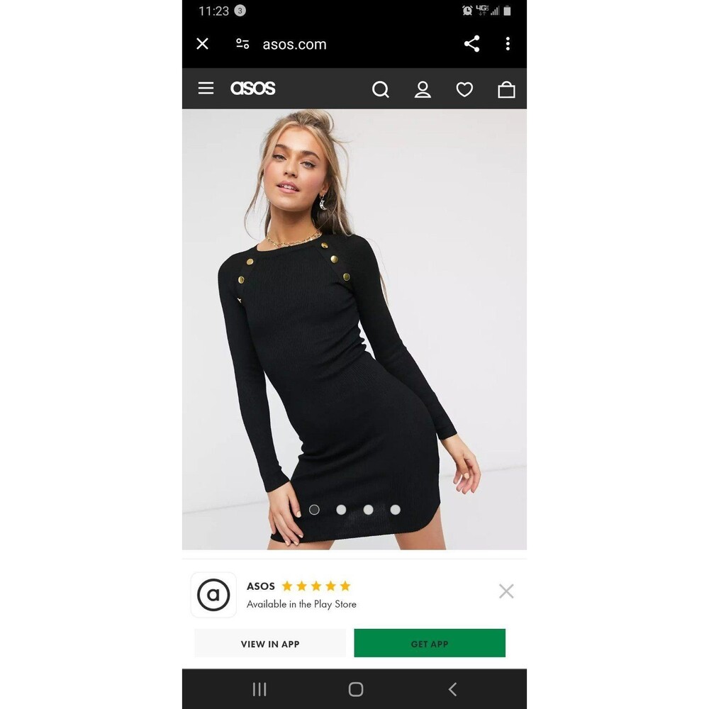 Brave Soul danny black ribbed button sweater dress Sz Lg